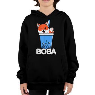 Bubble Tea Fox Cute Boba For Girls Kawaii Anime Youth Hoodie - Thegiftio UK