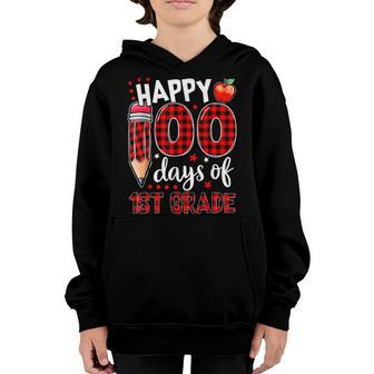 Buffalo Plaid 100 Days Of First Grade 100Th Day Of School Youth Hoodie - Thegiftio UK