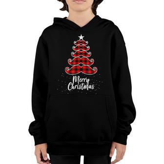 Buffalo Plaid Christmas Moustache Tree For Dad Mom Kid Youth Hoodie - Thegiftio UK