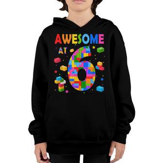Building Blocks Bricks Awesome At 6 Years Old Birthday Boy V5 Youth Hoodie - Thegiftio UK