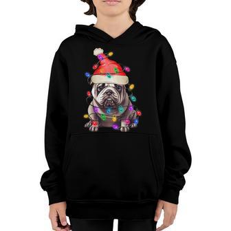 Bulldog Santa Christmas Tree Lights Xmas Boys Dog Dogmas Youth Hoodie - Thegiftio UK