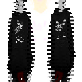 Bunny Leopard Bow Tie Happy Easter Day Women Girls Kids Youth Hoodie - Seseable