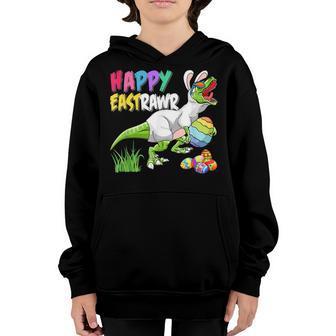 Bunny T-Rex Dinosaur Happy Easter Funny Boy Girl Kid Youth Hoodie | Mazezy