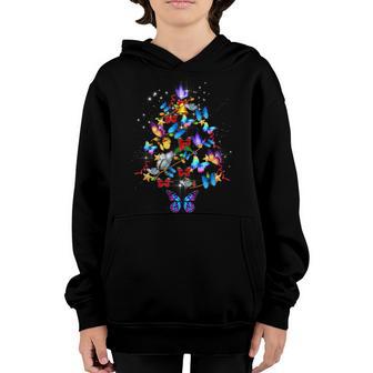 Butterfly Christmas Tree Lights Women Girls Xmas Pajama Cute Youth Hoodie - Thegiftio UK