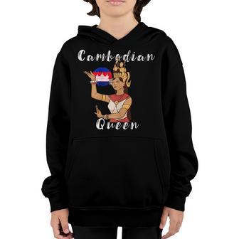 Cambodia Khmer Girl Dancing Cambodian Pride Flag Culture Youth Hoodie - Thegiftio UK