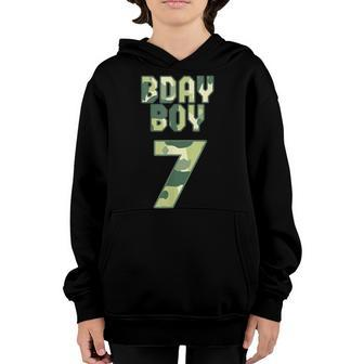 Camouflage Bday Boy 7 Military Little Officer 7Th Birthday Youth Hoodie - Seseable
