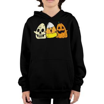 Candy Corn Skeleton Skull Pumpkin Fun Halloween Costume Kids Youth Hoodie - Thegiftio UK
