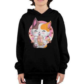 Cat Boba Tea Bubble Tea Anime Kawaii Neko For Girls Nager V18 Youth Hoodie - Thegiftio UK