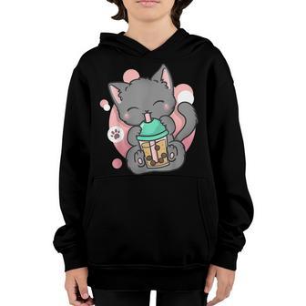 Cat Boba Tea Bubble Tea Anime Kawaii Neko Gift Girl Nager V2 Youth Hoodie - Thegiftio UK