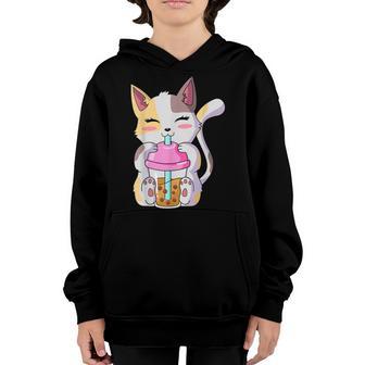 Cat Boba Tea Bubble Tea Anime Kawaii Neko Gifts Girls Ns V5 Youth Hoodie - Thegiftio UK