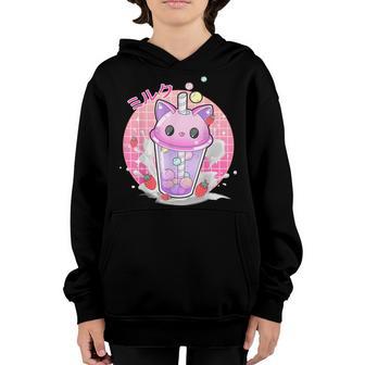 Cat Boba Tea Bubble Tea Anime Kawaii Neko Gifts Girls Ns V6 Youth Hoodie - Thegiftio UK