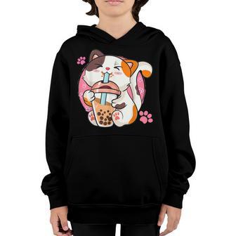 Cat Boba Tea Bubble Tea Anime Kawaii Neko Gifts Girls Ns V9 Youth Hoodie - Thegiftio UK