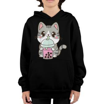 Cat Boba Tea Bubble Tea Anime Kawaii Neko Japanese Gift Girl Youth Hoodie - Thegiftio UK