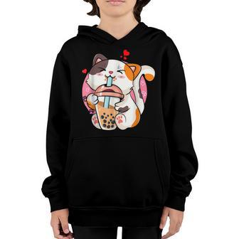Cat Boba Tea Bubble Tea Anime Kawaii Neko Milktea Lover Girl V2 Youth Hoodie - Thegiftio UK