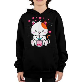 Cat Boba Tea Bubble Tea Japanese Girl N Kawaii Anime Gift Youth Hoodie - Thegiftio UK