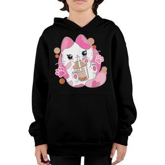 Cat Boba Tea Bubble Tea Kawaii Anime Japanese Neko Girl Gift Youth Hoodie - Thegiftio UK