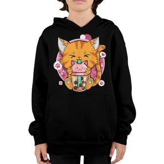 Cat Boba Tea Bubble Tea Kawaii Anime Japanese Neko Girl N V3 Youth Hoodie - Thegiftio UK