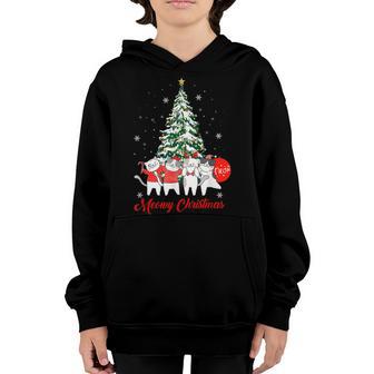 Cat Christmas Tree Meowy Catmas Xmas Kids Girls Boys Youth Hoodie - Thegiftio UK