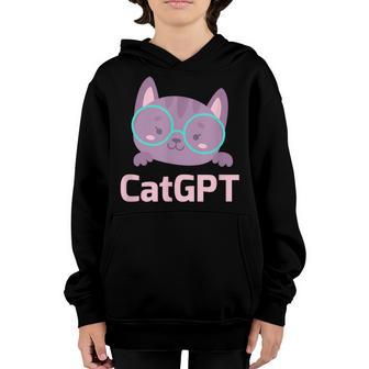 Cat Gpt Ai Cat Geek Cat Lovers & Chat Gpt Back To School Youth Hoodie - Thegiftio UK