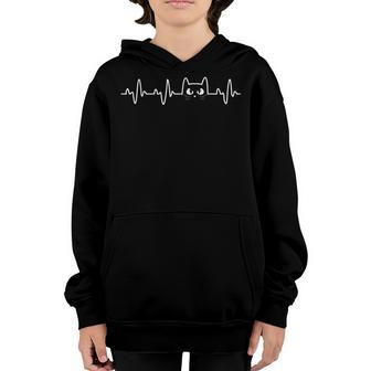Cat Heartbeat Gifts Love Cats Womens Girls Cat Lover Youth Hoodie - Seseable
