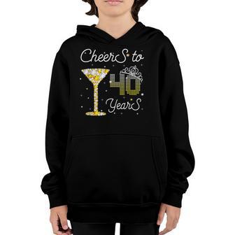 Cheers 40 Years Old 40Th Birthday Girl Women 40 And Fabulous Youth Hoodie - Thegiftio UK