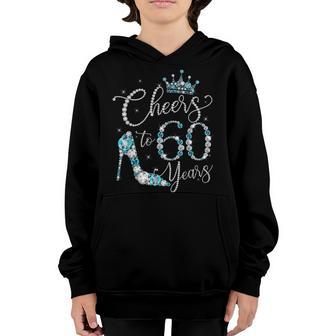 Cheers To 60 Years 1962 60Th Birthday Girly Pink Crown Youth Hoodie - Thegiftio UK