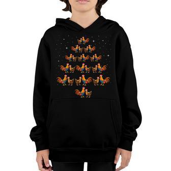 Chickens Christmas Tree Kids Men Women X Mas Decor Chicken Youth Hoodie - Thegiftio UK