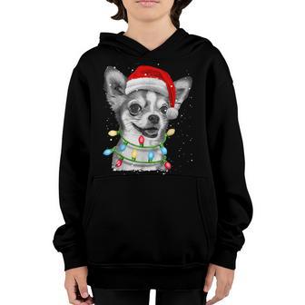Chihuahua Santa Christmas Tree Lights Xmas Gifts Boys Kids Youth Hoodie - Thegiftio UK