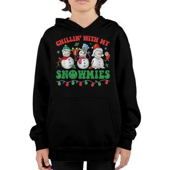 Chillin With My Snowmies Christmas Teacher Kids Xmas Snowman Youth Hoodie - Thegiftio UK