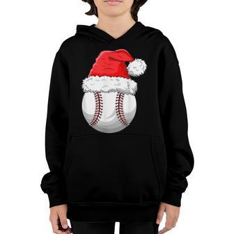 Christmas Baseball Ball Santa Hat Funny Sport Xmas Boys Men V2 Youth Hoodie - Thegiftio UK