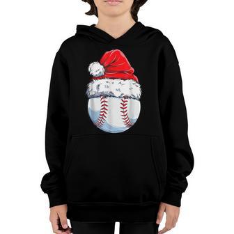 Christmas Baseball Ball Santa Hat Funny Sport Xmas Boys Men V3 Youth Hoodie - Thegiftio UK