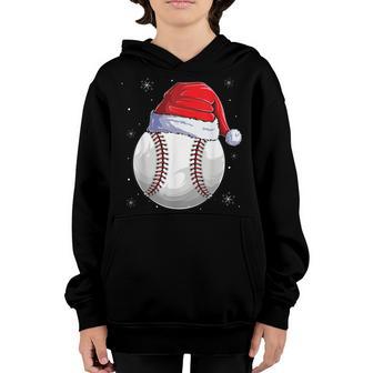 Christmas Baseball Ball Santa Hat Funny Sport Xmas Men Boys Youth Hoodie - Thegiftio UK