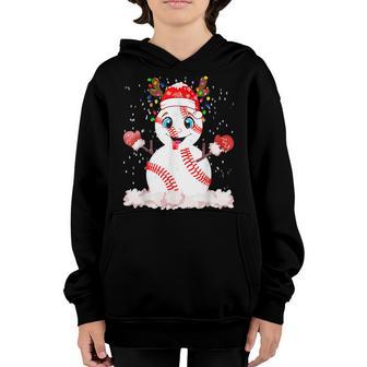 Christmas Baseball Ball Santa Hat Xmas Boys Catcher Pitcher V2 Youth Hoodie - Thegiftio UK