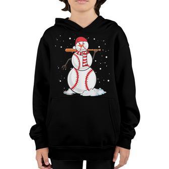 Christmas Baseball Snowman For Boy Girl Kids Youth Hoodie - Thegiftio UK
