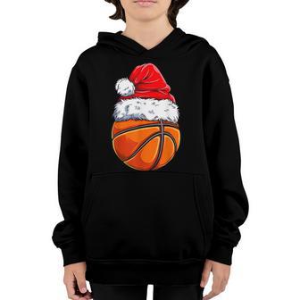 Christmas Basketball Ball Santa Hat Xmas Boys Men Sport Youth Hoodie - Thegiftio UK