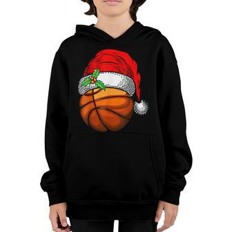 Christmas Basketball Ball Santa Hat Xmas Sport For Boy Men Youth Hoodie - Thegiftio UK