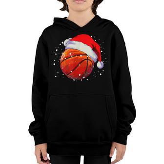 Christmas Basketball Ball Sport Santa Hat Xmas Boys Men Kids Youth Hoodie - Thegiftio UK