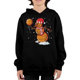 Christmas Basketball Snowman For Boy Girl Kids Youth Hoodie - Thegiftio UK