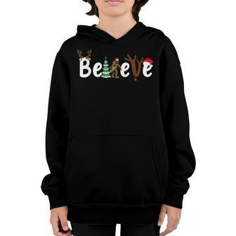 Christmas Believe Bigfoot Santa Hat Xmas Kids Adults Youth Hoodie - Thegiftio UK
