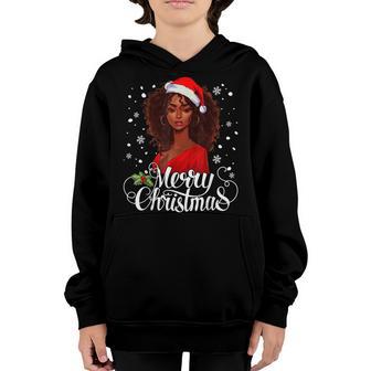 Christmas Black Woman Santa Hat Funny Xmas Gifts Girls Women Youth Hoodie - Thegiftio UK