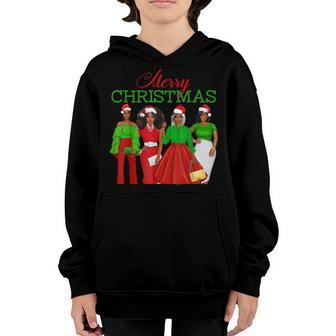 Christmas Black Women African American Santa Hat Pajama Girl V2 Youth Hoodie - Thegiftio UK