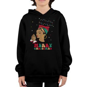Christmas Black Women African American Santa Hat Pajama Girl V4 Youth Hoodie - Thegiftio UK
