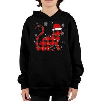 Christmas Cat Xmas Lights Pajamas Boys Kids Men Women Youth Hoodie - Thegiftio UK