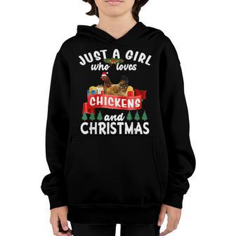 Christmas Chicken Hen Tree Lights Funny Xmas Boys Youth Hoodie - Thegiftio UK