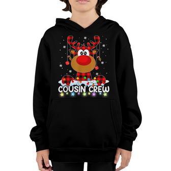 Christmas Cousin Crew Reindeer Santa Hat Lights Kids Ns Youth Hoodie - Thegiftio UK