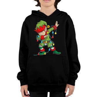 Christmas Dabbing Elf Kids Boys Men Xmas Gifts Tree Lights Youth Hoodie - Thegiftio UK