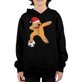 Christmas Dabbing Gingerbread Soccer Sunglasses Gifts Boys V2 Youth Hoodie - Thegiftio UK