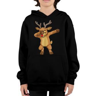 Christmas Dabbing Reindeer Boys Kids Family Matching Xmas Youth Hoodie - Thegiftio UK