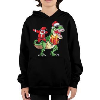 Christmas Dabbing Santa Claus Riding Dinosaur For Adult Kids V2 Youth Hoodie - Thegiftio UK