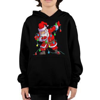 Christmas Dabbing Santa Men Kids Boys Xmas Gifts Tree Lights V5 Youth Hoodie - Thegiftio UK